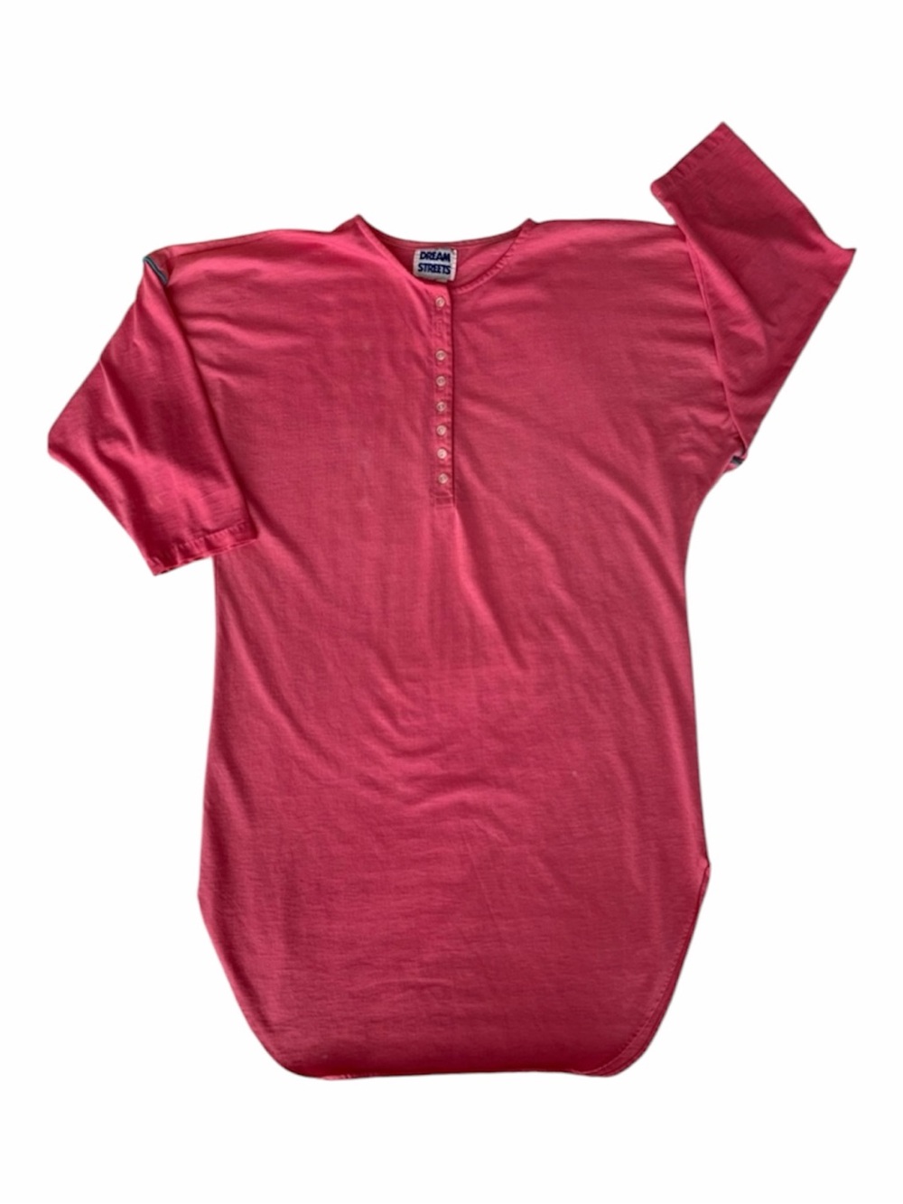 Vintage 80s Dream Streets Sleep Shirt Raglan Pink Blue Lightweight Nightgown